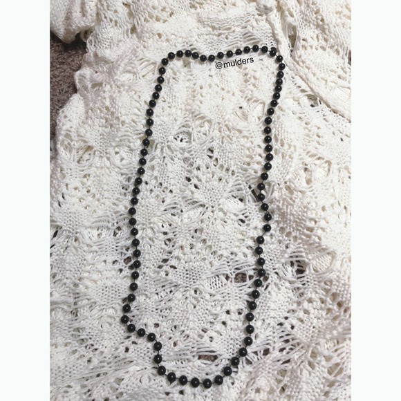 Vintage Jewelry - Vintage Costume Jewelry Black Beaded Plastic Long Necklace